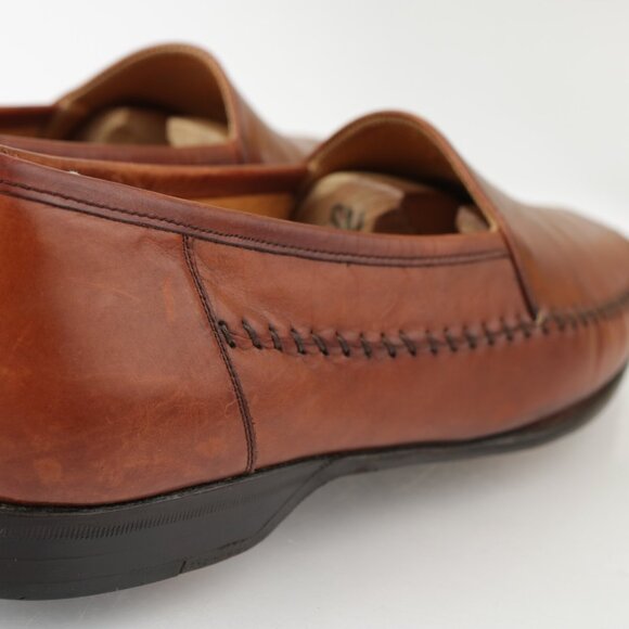 Mezlan Mens Loafer Size 7.5 Tan Cognac Leather Moc Toe Slip On Dress Shoes main image 12